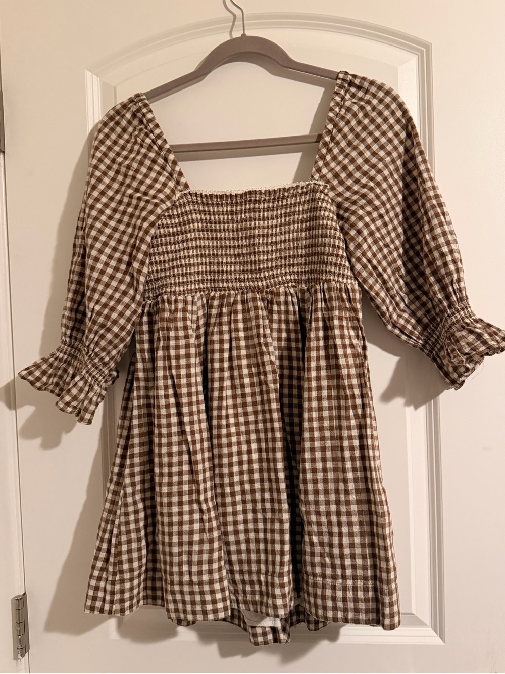 Urban Outfitters Kimchi Blue White and Brown Gingham Dress - Picture 2 of 3
